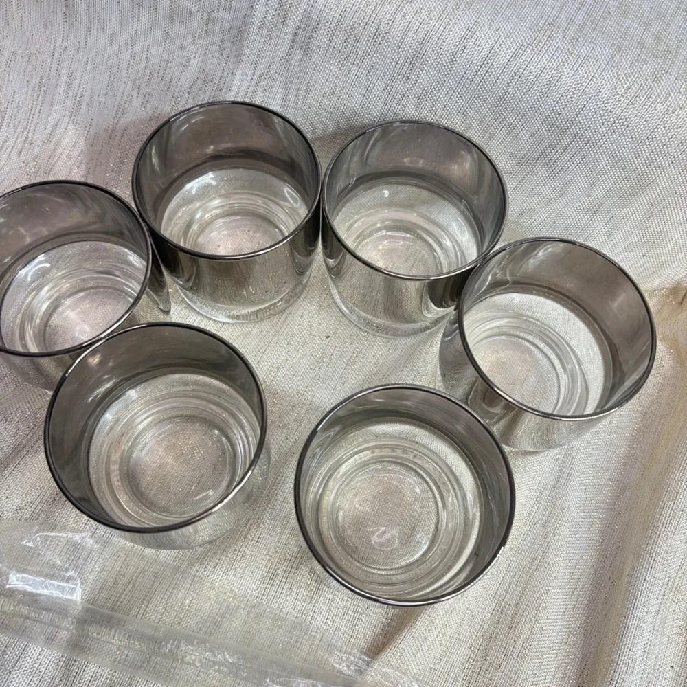 Vintage Silver Ombre Pitcher and Glasses Set Barware Cocktail Party
